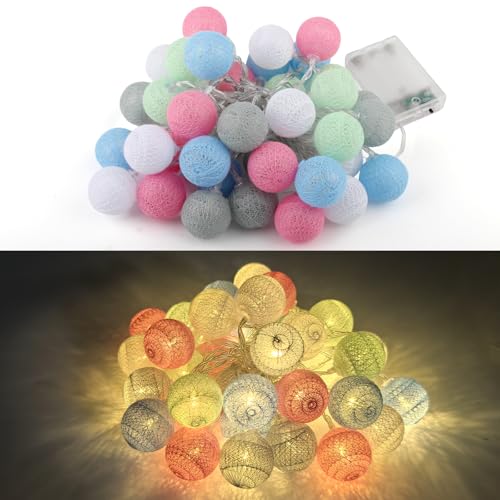 OMIGA Baumwollkugeln Lichterkette 3cm - 6 Meter 40 LED Lampion Innen Außen Bho Lichterkette Batterie String Lights für Hochzeiten Bars Partys Halloween Weihnachten (Batterie nicht enthalten OMIGA Baumwollkugeln Lichterkette 3cm - 6 Meter 40 LED Lampion Innen Außen Bho Lichterkette Batterie String Lights für Hochzeiten Bars Partys Halloween Weihnachten (Batterie nicht enthalten von OMIGA
