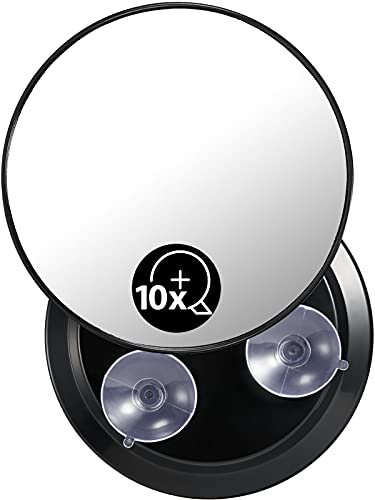 OMIRO Vergrößerungsspiegel 10-fache mit Saugnapf, Schwarz Badezimmerspiegel 15 cm von OMIRO