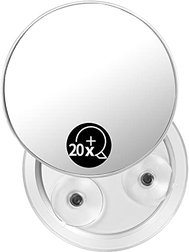 OMIRO Vergrößerungsspiegel 20-fache mit Saugnapf, Silber Badezimmerspiegel 15 cm von OMIRO