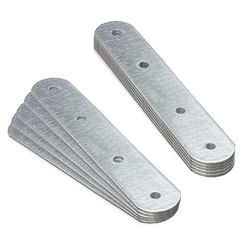 OMIDEAS 10 x Verbindungsplatten (120 x 25 x 2) Holzverbinder Stahlverbinder Lochplatte Lochblech Flachverbinder, Silber Verzinkt von OMIDEAS