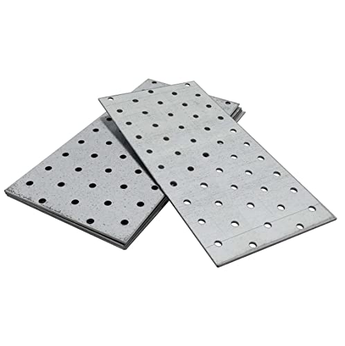 OMIDEAS 5 x Lochplatten (200 x 100 x 2) Flachverbinder Holzverbinder Verbindungsplatte Verbinder, Silber Verzinkt von OMIDEAS