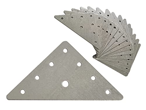 OMIDEAS 15 x Dreieckige Platten (80 x 80 x 1.5) Montageplatte Flachverbinder Lochplatte Silber Verzinkt von OMIDEAS