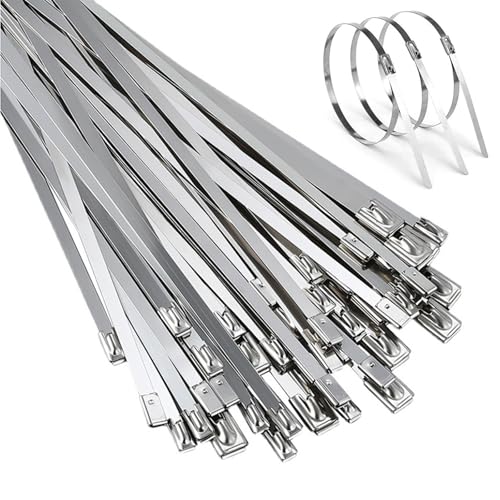 OMJMYY 100 Stück Edelstahl Kabelbinder Kabelbinder Metall Metallkabelbinder 300mmx4.6mm Kabelbinder Edelstah aus Edelstahl 304 Kabelbinder Metall Rostfrei für Kabelmanagement Workshop von OMJMYY