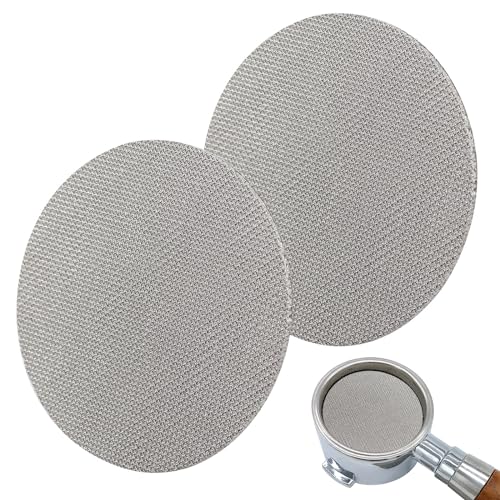 OMJMYY 2 Stück Puck Screen 53.5mm,1.7mm Dicke Espresso Sieb für Siebträger,150μm Edelstahl 316,100μm Edelstahl 304,Gesinterte Kaffeefilter Wiederverwendbar Puckfilter Siebträger Zubehör von OMJMYY