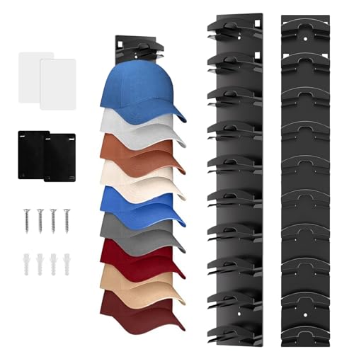 OMJMYY 2 Stück Selbstklebende Cap Halter Cap Halterung Wand Kappenhalter Mit Starkem Klebstoff für Bis Zu 20 Hüte Basecap Halterung Hat Rack Kein Bohren für Kleiderschrank Zimmer Tür Wand(Schwarz) OMJMYY 2 Stück Selbstklebende Cap Halter Cap Halterung Wand Kappenhalter Mit Starkem Klebstoff für Bis Zu 20 Hüte Basecap Halterung Hat Rack Kein Bohren für Kleiderschrank Zimmer Tür Wand(Schwarz) von OMJMYY