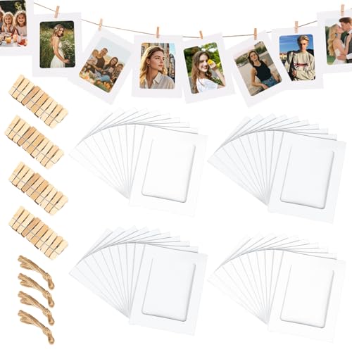 OMJMYY 40 Stück Fotogirlande Fotoleine 11.5x15.5cm Weiß Bilderrahmen Papier Fotorahmen aus Pappe mit 40 Stück Holzklammern & 4 Hanfseil Hängende Karton Albumrahmen für DIY Geburtstag Party Hochzeit OMJMYY 40 Stück Fotogirlande Fotoleine 11.5x15.5cm Weiß Bilderrahmen Papier Fotorahmen aus Pappe mit 40 Stück Holzklammern & 4 Hanfseil Hängende Karton Albumrahmen für DIY Geburtstag Party Hochzeit von OMJMYY