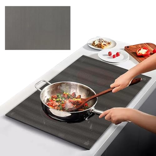 OMJMYY 52x78cm Große Induktion Schutzmatte Silikon Induktionskochfeld Schutzmatte Induction Cooker Silikonmatte Induktion Herdschutz Matte Wärmeisolierte Pad für Induktionsherd,Grau(Magnetisch) von OMJMYY