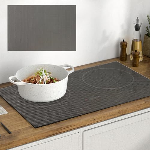 OMJMYY 52x80cm Große Induktion Schutzmatte Silikon Induktionskochfeld Schutzmatte Induction Cooker Silikonmatte Induktion Herdschutz Matte Wärmeisolierte Pad für Induktionsherd, Grau(Magnetisch) von OMJMYY
