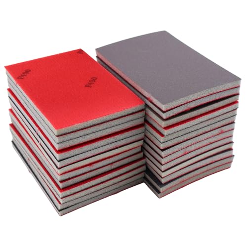 OMJMYY Schleifschwämme Set 30 Stück - Flexibles Nass-Trocken-Schleifpapier/Schleifpad Körnung P400 für Holz, Metall, Farbe, Trockenbau, Autokarosseriereparatur, Möbel & Modellbau von OMJMYY