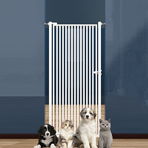 Extra hohes 90-140 cm Haustiergitter for Hunde und Katzen, Baby-Sicherheitsgitter for Türen/Treppen/Flure, weißes Metall, verschlüsselte Absperrgitter for den Innenbereich for Kinder und Haustiere, pa von OMKUOSYA