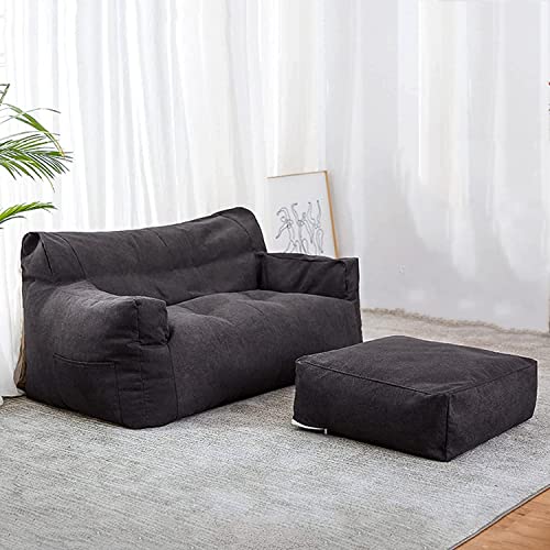 OMKUOSYA Doppelter Sitzsack, faules Sofa mit Fußhocker (nur Bezug, ohne Füllung), langlebige Komfortliege, Sitzsack mit hoher Rückenlehne, Couch for Erwachsene und Kinder, drinnen und draußen von OMKUOSYA