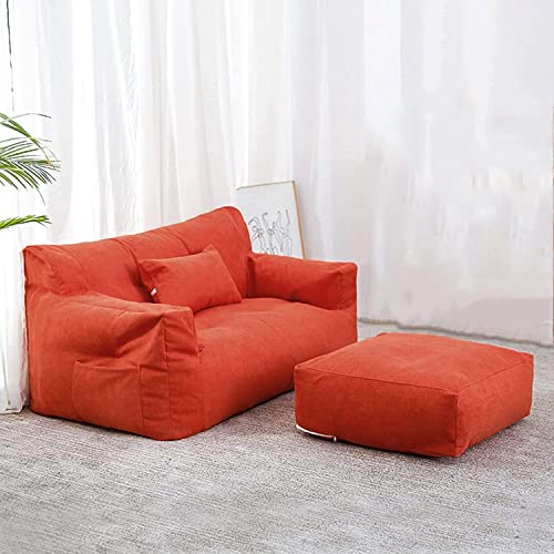 OMKUOSYA Doppelter Sitzsack, faules Sofa mit Fußhocker (nur Bezug, ohne Füllung), langlebige Komfortliege, Sitzsack mit hoher Rückenlehne, Couch for Erwachsene und Kinder, drinnen und draußen von OMKUOSYA