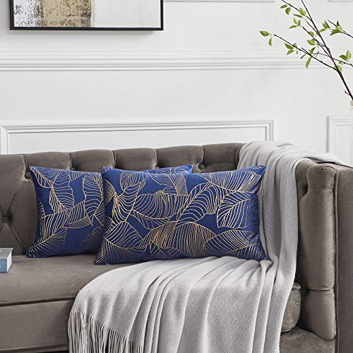 OMMATO Kissenbezug 30x50 cm Samt Gold Blätter Kissenbezüge Dekorative Kissenhülle Dekokissen für Sofa Schlafzimmer Wohnzimmer Königs Blau 2er Set OMMATO Kissenbezug 30x50 cm Samt Gold Blätter Kissenbezüge Dekorative Kissenhülle Dekokissen für Sofa Schlafzimmer Wohnzimmer Königs Blau 2er Set von OMMATO