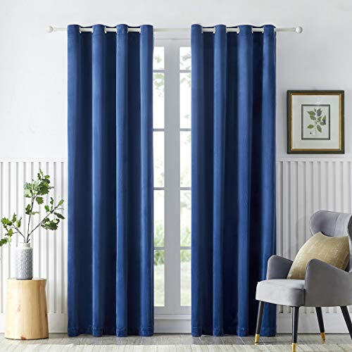 OMMATO Verdunkelungsvorhang Samt Vorhänge mit Ösen 2 Stücke Thermogardine Ösen Vorhang Schwere Verdunkelungsgardinen für Schlafzimmer Wohnzimmer 140x240 cm Navy Blau von OMMATO