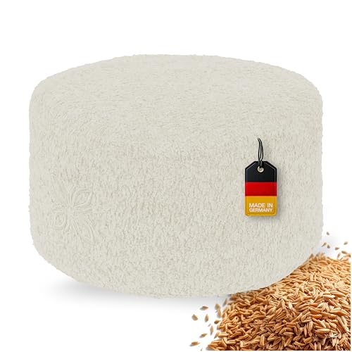 OMNANA® Cushy™ Meditationskissen rund – Sitzkissen 10cm/15cm/20cm hoch – Bouclé Yogakissen mit Dinkelfüllung – Bodenkissen, Kissen für Meditation & Entspannung – Made in Germany von OMNANA