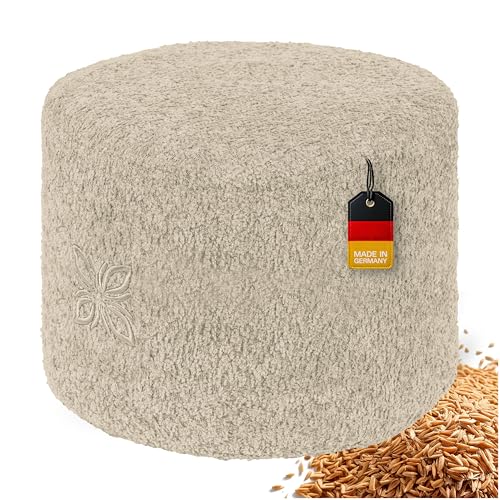 OMNANA® Cushy™ Meditationskissen rund – Sitzkissen 10cm/15cm/20cm hoch – Bouclé Yogakissen mit Dinkelfüllung – Bodenkissen, Kissen für Meditation & Entspannung – Made in Germany von OMNANA