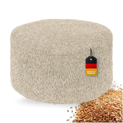 OMNANA® Cushy™ Meditationskissen rund – Sitzkissen 10cm/15cm/20cm hoch – Bouclé Yogakissen mit Dinkelfüllung – Bodenkissen, Kissen für Meditation & Entspannung – Made in Germany von OMNANA
