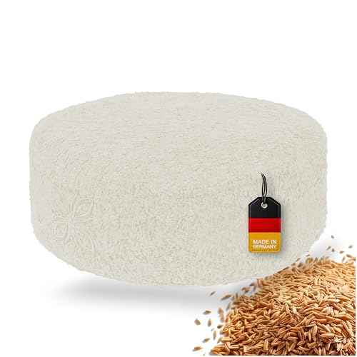 OMNANA® Cushy™ Meditationskissen rund – Sitzkissen 10cm/15cm/20cm hoch – Bouclé Yogakissen mit Dinkelfüllung – Bodenkissen, Kissen für Meditation & Entspannung – Made in Germany von OMNANA