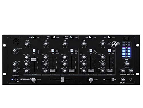 OMNITRONIC EMX-5 5-Kanal Club-Mixer mit Vorverstärkungsregler (Gain), 3-Band Equalizer, Cue-Taste und hochwertigen, super leichtgängigen Kanalfadern von OMNITRONIC