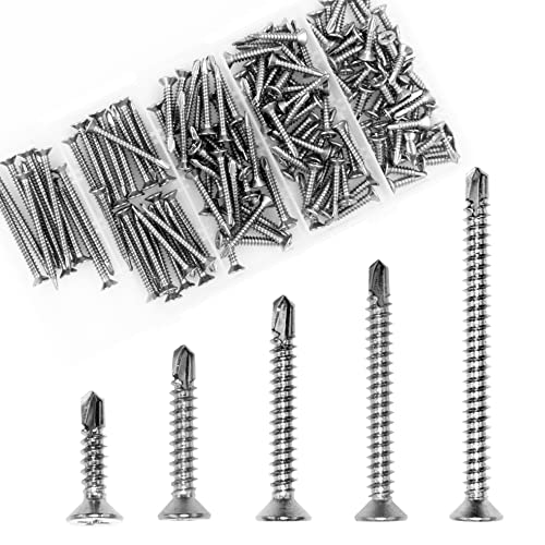 OMOTOOL Selbstschneidende Schrauben-Sortiment-Kit (150 Stück), Edelstahl-Selbstbohrschrauben Anzug für Holzbearbeitung und Metall, 5-Größen-Sortiment von OMOTOOL