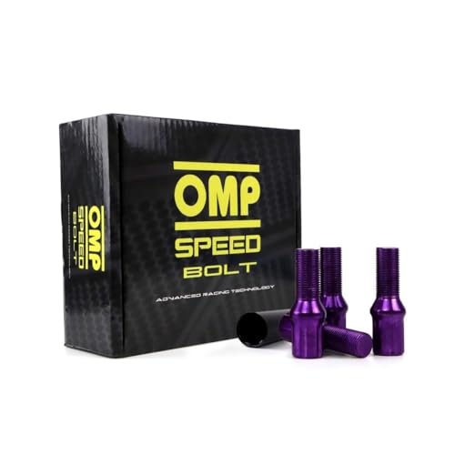 OMP SPEED Set 20 Radschrauben mit metrischem M12X1.5 17/19 langem Gewindeschlüssel von 27MM lila Farbe und DIN 10.9 Material von OMP