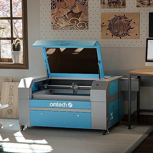 OMTech 80W CO2 Laser Graviermaschine 700 x 500mm Gravurmaschine Laserengraver mit Lenkrollen integrierter Auspuff, Ruida Control RDWorks V8 kommerzielle Laserschneider für Heimwerker von OMTech