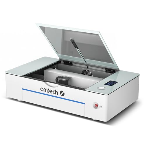 OMTech Polar Plus Laser 55W Desktop Laser Cutter mit 510x300mm Gravurfläche Desktop CO2 Laser Graviermaschine Laserschneider mit 2 Drehachsen, 5 MP-Kamera, Rauchabzug, Wasserkühler, Ausgangsleistung von OMTech