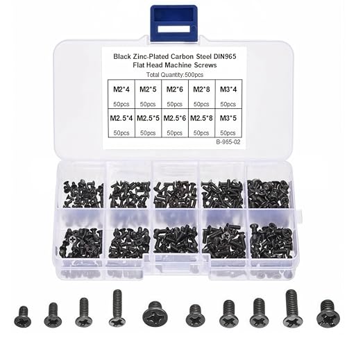 PC Schrauben sortierten Set,500 Stücke M2 M3 M2.5 Computerschrauben HDD M.2 SSD Schrauben für Universal Laptop PC Computer Reparatur,Computer Schrauben Set Flachkopfschraube von OMZSXK