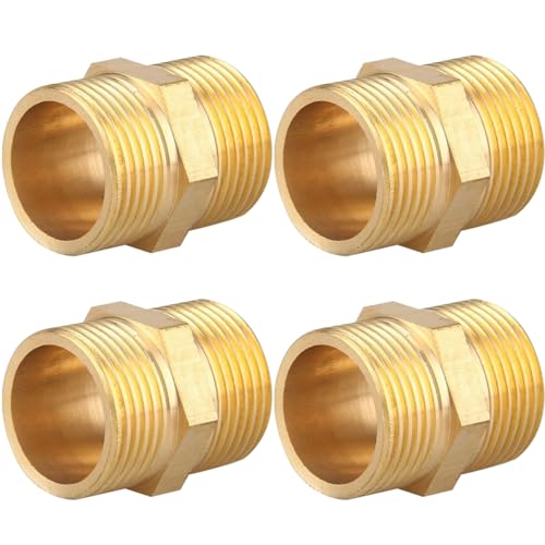 Doppelnippel G1/2" (Ø 20mm) Messing Außengewinde, 4 Stück Doppelnippel Sechskant G1/2" AG/AG, Verbindungsstück 2xAG Gewindefitting, Doppel Nippel Messing Fittings für Trinkwasser geeignet von OMZSXK