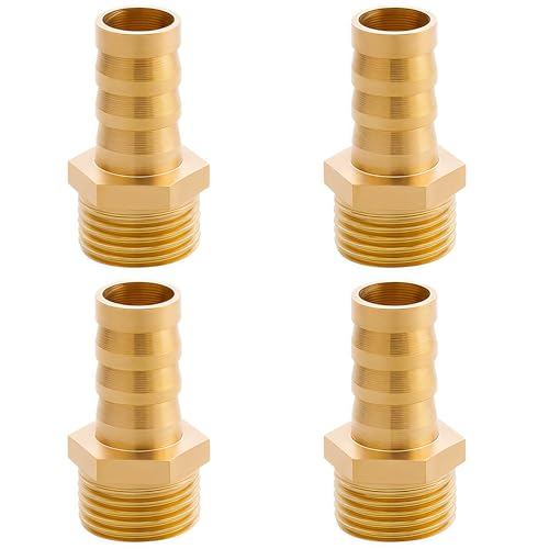Schlauchtülle G1/2"(Ø20,3mm) Ag x 1/2" Tülle, 4 Stück Schlauchnippel Verbinder Messing 13mm Widerhaken x G1/2 Zoll Rohradapter, Verschraubung Gewindefitting Fitting von OMZSXK