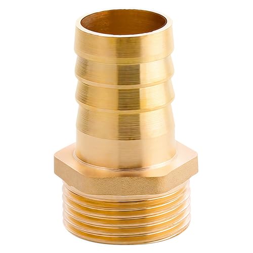 Messing Schlauchtülle G1"(Ø32,5mm) Ag x 1" Tülle, Schlauchnippel Verbinder 25mm Widerhaken x G1 Zoll Rohradapter, Schlauchtülle Verschraubung Gewindefitting Messing Fitting Anschlussstücke von OMZSXK