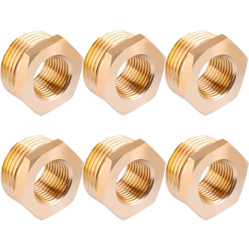 Messing Reduzierstück G1/2" auf G1/4" (AG Ø 20mm x IG Ø 12mm), 6 Stück Reduzierung Gewinde-Fitting G1/2" Außengewinde X G1/4" Innengewinde, AG/IG Reduzierung, Reduzierstück aus Messing von OMZSXK