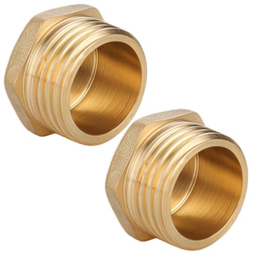 Messing Stopfen G1" (Ø 32.5mm) Außengewinde, 2 Stück Rohrstopfen mit Sechskant,Blindstopfen AG,Endstopfen aus Gewindefitting,Messing Fittings von OMZSXK