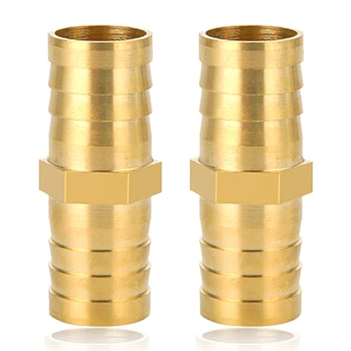 Schlauchverbinder 19mm Messing, 2 Stück Messing Schlauch Anschluss 19mm(3/4"), gerader Widerhaken Verbinder Schlauchtülle Tüllenverbinder Gewindefitting Messingfittings von OMZSXK