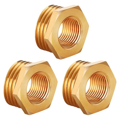 Messing Reduzierstück G1" auf G3/4" (AG Ø 32mm x IG Ø 25mm), 3 Stück Reduzierung Gewinde-Fitting G1" Außengewinde X G3/4" Innengewinde, AG/IG Reduzierung, Reduzierstück aus Messing von OMZSXK
