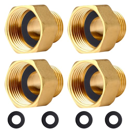 Reduzierstück G1/4 Zoll auf G3/8 Zoll aus Messing,4 Stück Reduzierverlängerung G1/4" Außen(Ø12,5mm) x G3/8" Innen(Ø15,3mm),AG/IG Reduzierverlängerung,Muffennippel reduziert IG/AG mit Gummidichtung von OMZSXK
