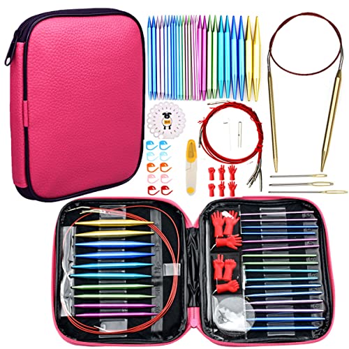 ONBAGLST 57pcs Aluminium Rundstricknadeln Set mit ergonomischen Griffen, 13 Größe austauschbare Häkelnadeln mit Aufbewahrungsbox für kleine Projekte ONBAGLST 57pcs Aluminium Rundstricknadeln Set mit ergonomischen Griffen, 13 Größe austauschbare Häkelnadeln mit Aufbewahrungsbox für kleine Projekte von ONBAGLST