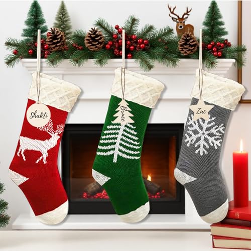 ONBAGLST Weihnachtsstrümpfe, personalisierte Weihnachtsstrümpfe, 18 Zoll große Kabelgestrickte Strümpfe von ONBAGLST