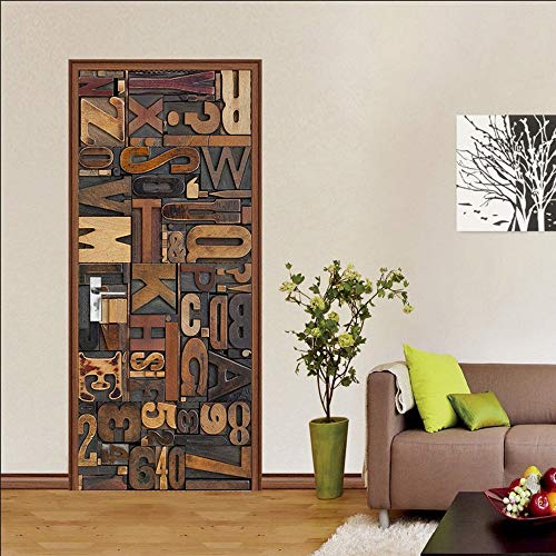 3D Türaufkleber 90x215cm(35.43 inches * 84.64 inches) Brief Skulptur Türtapete Türposter Türbilder Selbstklebend Türtapete Selbstklebend 3D für Schlafzimmer Wohnzimmer Türaufkleber Aufkleber von ONDIAN