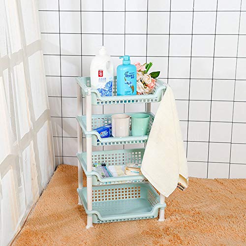 ONDIAN Badezimmer Bodenregal 4-streiftes Badezimmer Stehender Regal-Desktop-Aufbewahrungsregal für Hausbad im Badezimmer (Farbe : Blue, Size : 39.5x32x68cm) von ONDIAN