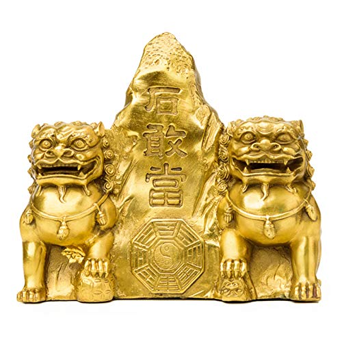 ONDIAN CHUNCIN - Feng Shui Figurines Fu FOO Dogs Chinese Guardian Lion Statues Wealth Porsperity Brass Figurines Housewarming Congratulatory Gift Feng Shui Decor,S (Size : Large) von ONDIAN