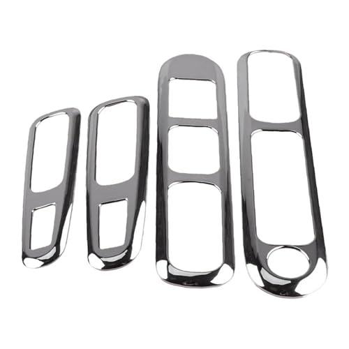 ONDIAN Interieur Zubehör Für Peugeot 3008 2009-2015 4PCS Silber Tür Armlehne Panel Griff Halter Fensterheber Schalter Taste Abdeckung Trim Auto Innen Zierleisten von ONDIAN