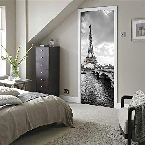 selbstklebende tapete 80x200cm(31.49 inches * 78.74 inches) Eiffelturm Brücke Türtapete Selbstklebend 3D Türaufkleber Selbstklebendes Türbild 3D Türtapete selbstklebend TürPoster von ONDIAN