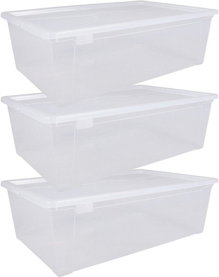 ONDIS24 Aufbewahrungsbox Aufbewahrungsbox Schuhbox Utensilienbox Lagerbox Allzweckbox Easy XL (3 St), durchsichtig, nestbar von ONDIS24
