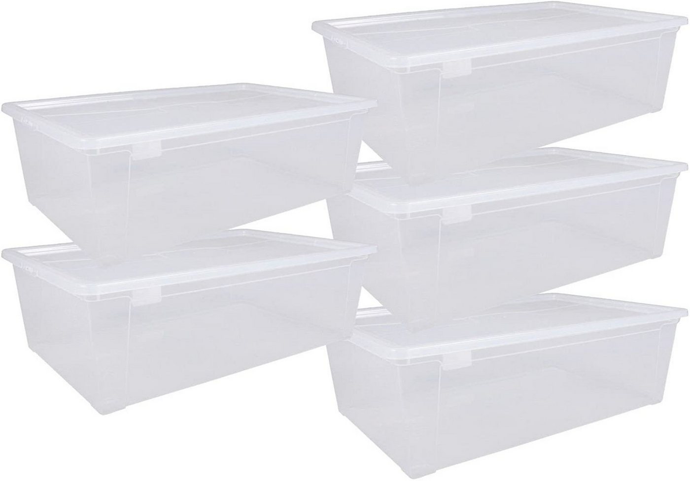 ONDIS24 Aufbewahrungsbox Aufbewahrungsbox Schuhbox Utensilienbox Lagerbox Allzweckbox Easy XL (5 St), durchsichtig, nestbar von ONDIS24