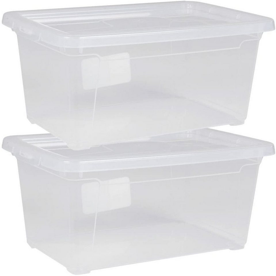 ONDIS24 Aufbewahrungsbox Aufbewahrungsbox Schuhbox Nähbox Lagerbox Allzweckbox Easy XS & Deckel (2 St), durchsichtig, stapelbar von ONDIS24