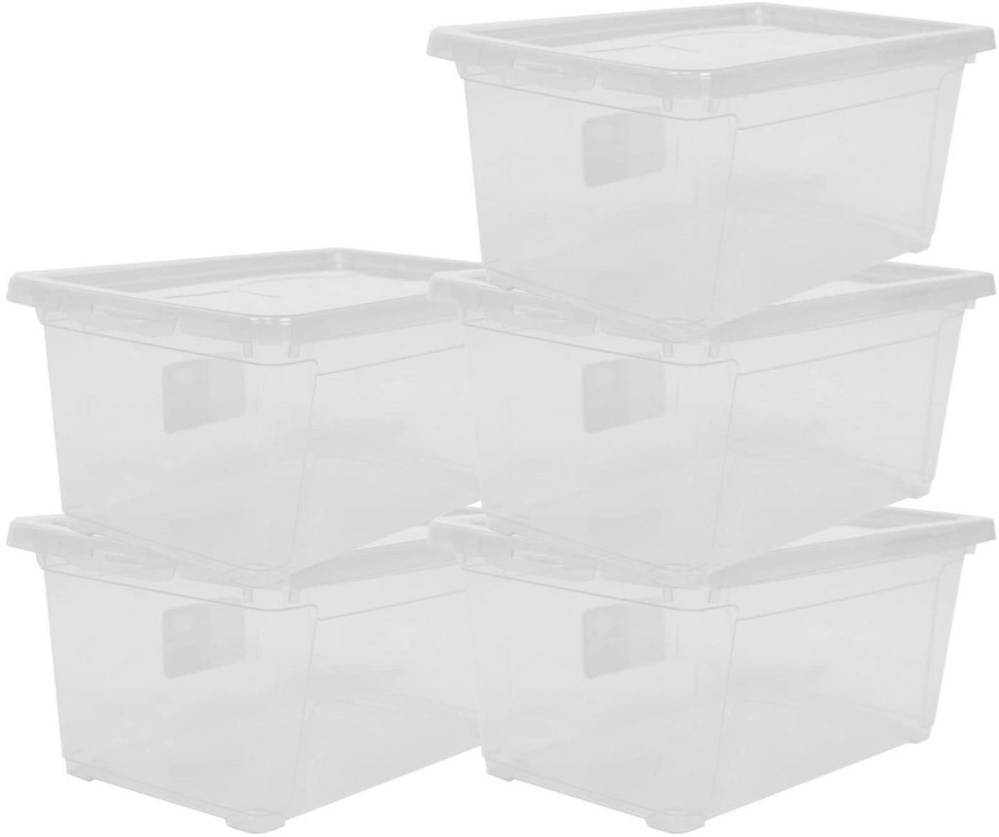 ONDIS24 Aufbewahrungsbox Aufbewahrungsbox Schuhbox Nähbox Lagerbox Allzweckbox Easy XS & Deckel (5 St), durchsichtig, stapelbar von ONDIS24