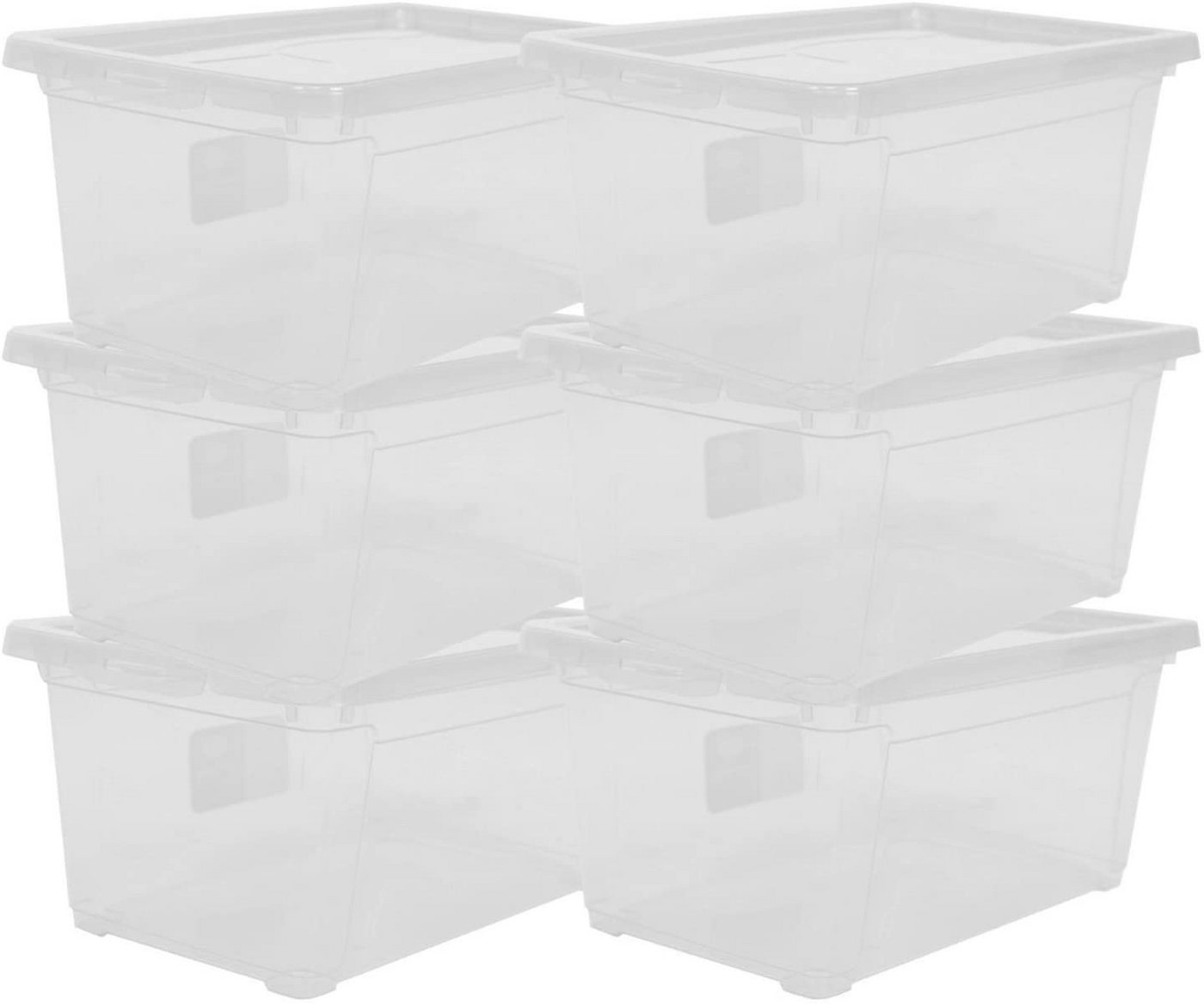 ONDIS24 Aufbewahrungsbox Aufbewahrungsbox Schuhbox Nähbox Lagerbox Allzweckbox Easy XS & Deckel (6 St), durchsichtig, stapelbar von ONDIS24