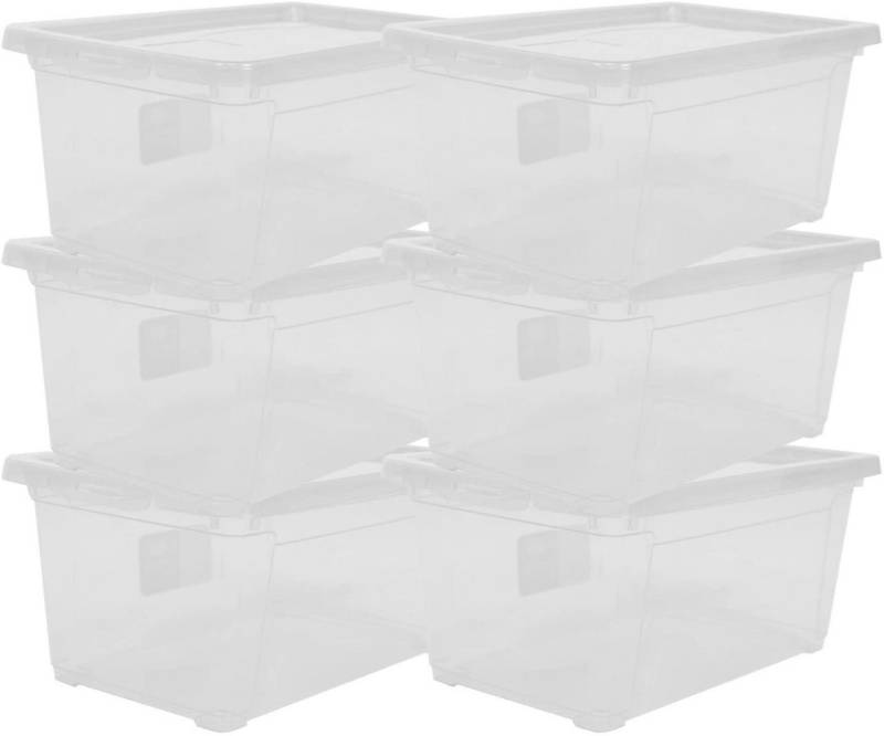 ONDIS24 Aufbewahrungsbox Aufbewahrungsbox Schuhbox Nähbox Lagerbox Allzweckbox Easy XS & Deckel (6 St), durchsichtig, stapelbar von ONDIS24
