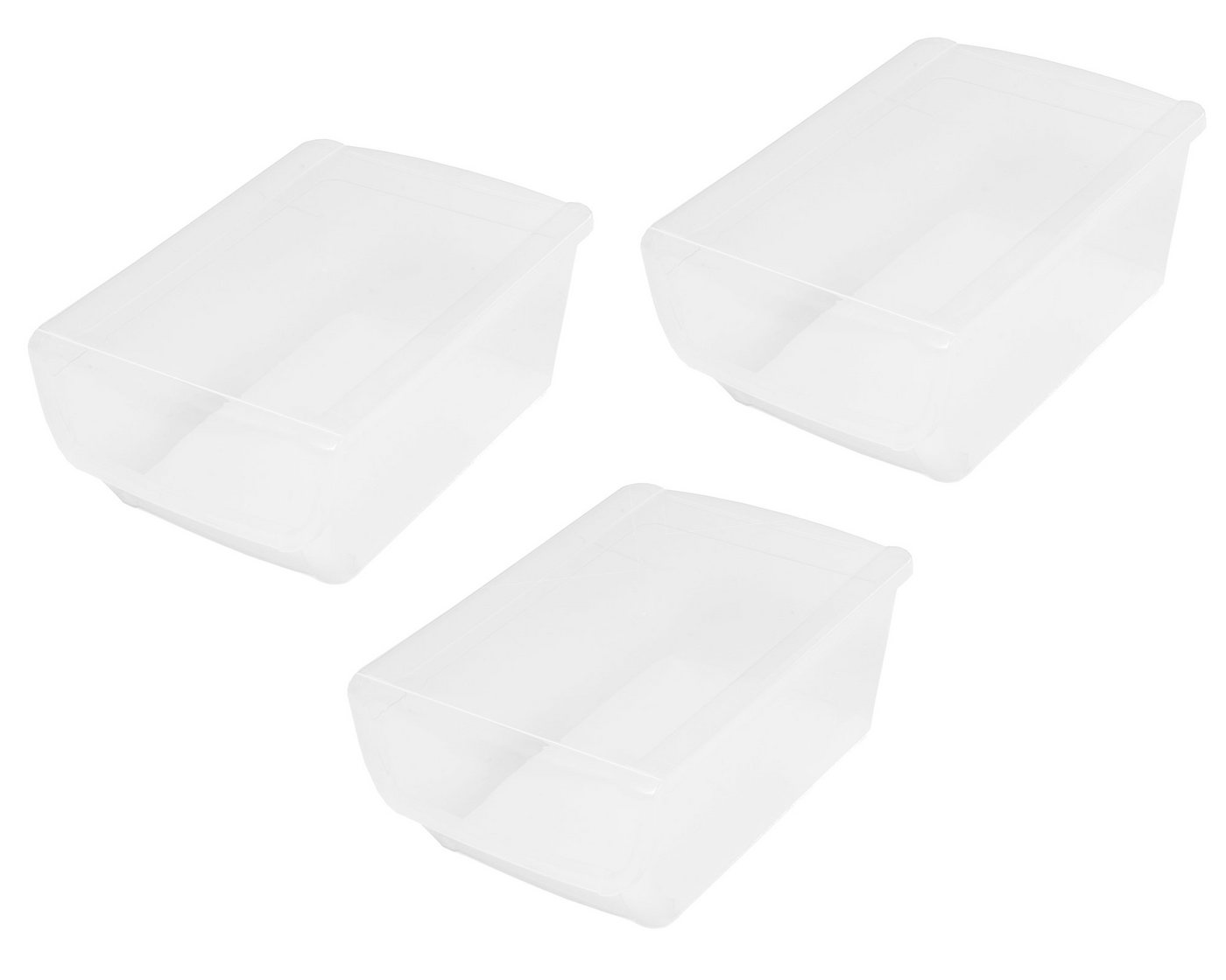 ONDIS24 Aufbewahrungsbox One Box M transparent, (3-St), 22 x 32 x 14 (H) cm, Lagerbox, Stapelbox, klappbarer Deckel von ONDIS24